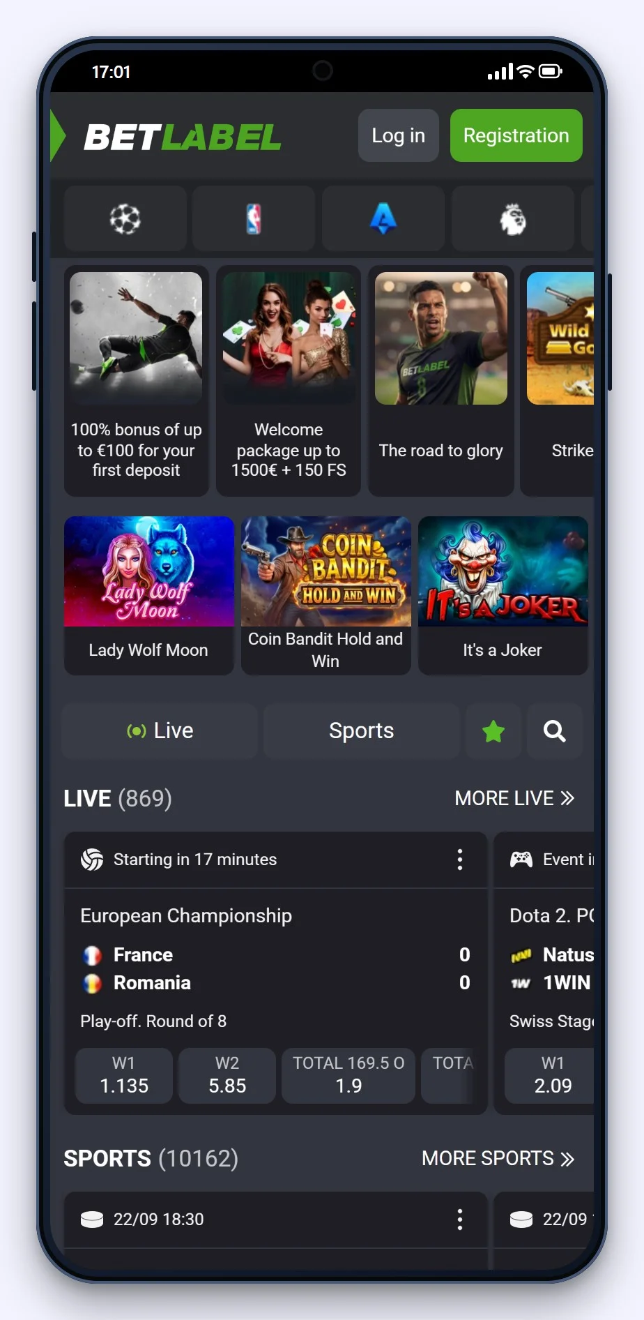 google pay casinos online: BetLabel mobile lobby
