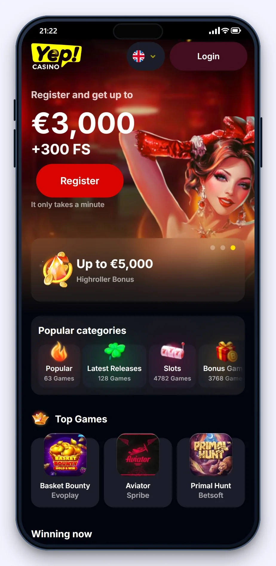 google pay casino danmark: Yep Casino på mobilen