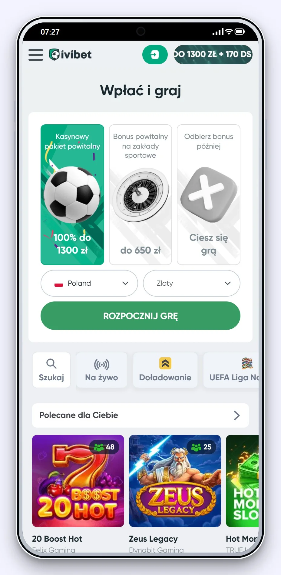 kasyno google pay: Ivibet lobby na telefonie