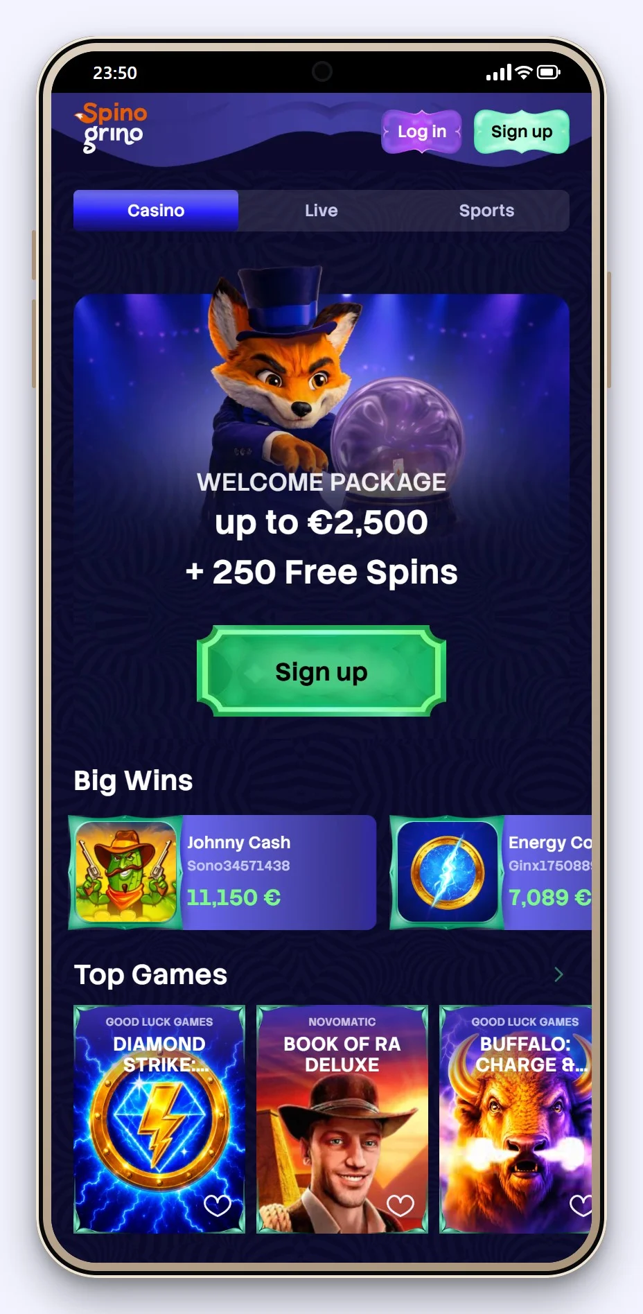 casinon med google pay: Spinogrino mobilsajt